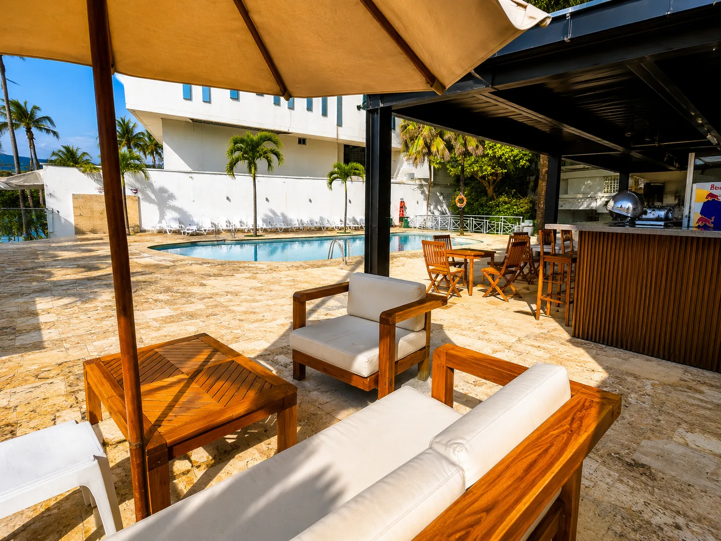 Lounge and bar area by the pool